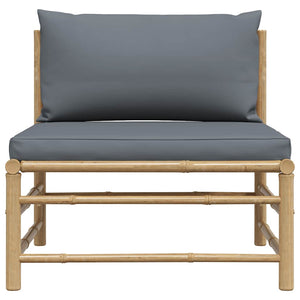 Garten-Mittelsofa mit Dunkelgrauen Kissen Bambus
