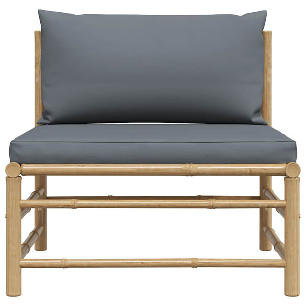 Garten-Mittelsofa mit Dunkelgrauen Kissen Bambus