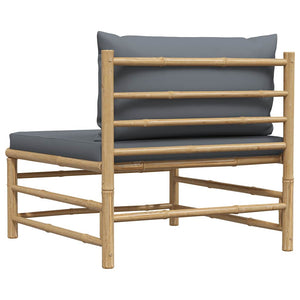 Garten-Mittelsofa mit Dunkelgrauen Kissen Bambus