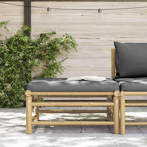 Garten-Fußhocker mit Dunkelgrauem Kissen Bambus