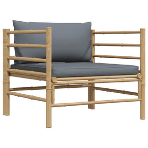 Gartensofa mit Dunkelgrauen Kissen Bambus