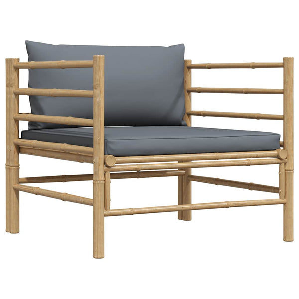 Gartensofa mit Dunkelgrauen Kissen Bambus