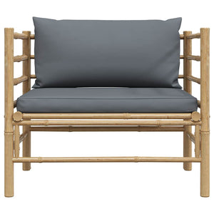 Gartensofa mit Dunkelgrauen Kissen Bambus
