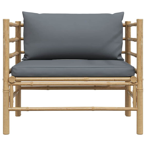Gartensofa mit Dunkelgrauen Kissen Bambus
