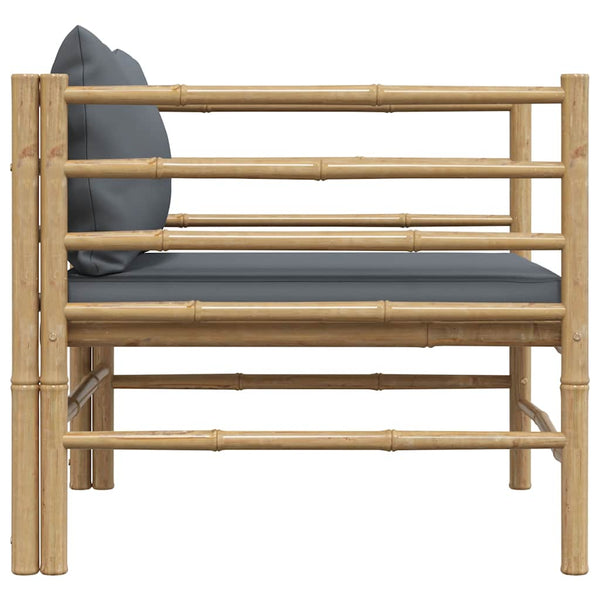 Gartensofa mit Dunkelgrauen Kissen Bambus