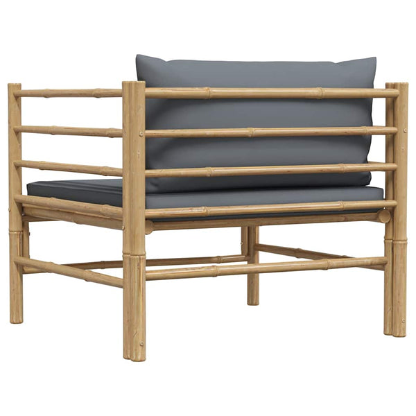 Gartensofa mit Dunkelgrauen Kissen Bambus