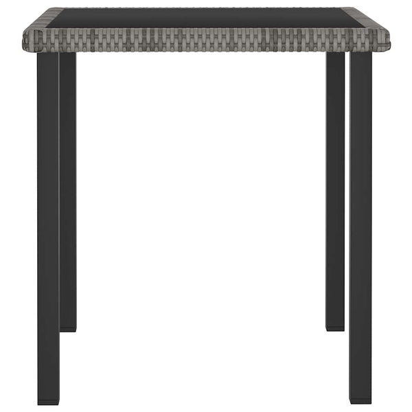 Garten-Esstisch Grau 70x70x73 cm Poly Rattan