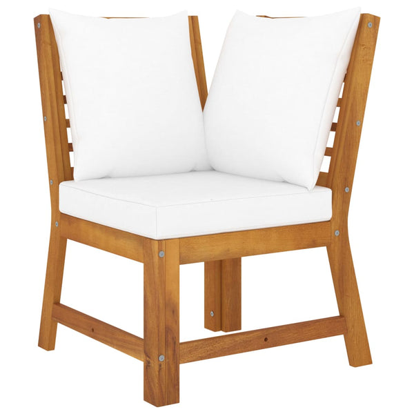 4-tlg. Garten-Lounge-Set mit Auflagen Creme Massivholz Akazie