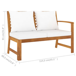 5-tlg. Garten-Lounge-Set mit Auflagen Creme Massivholz Akazie