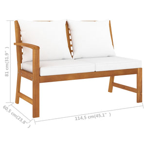 6-tlg. Garten-Lounge-Set mit Auflagen Creme Massivholz Akazie