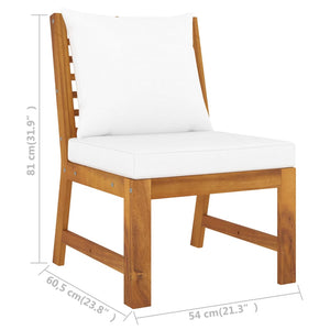 9-tlg. Garten-Lounge-Set mit Auflagen Creme Massivholz Akazie