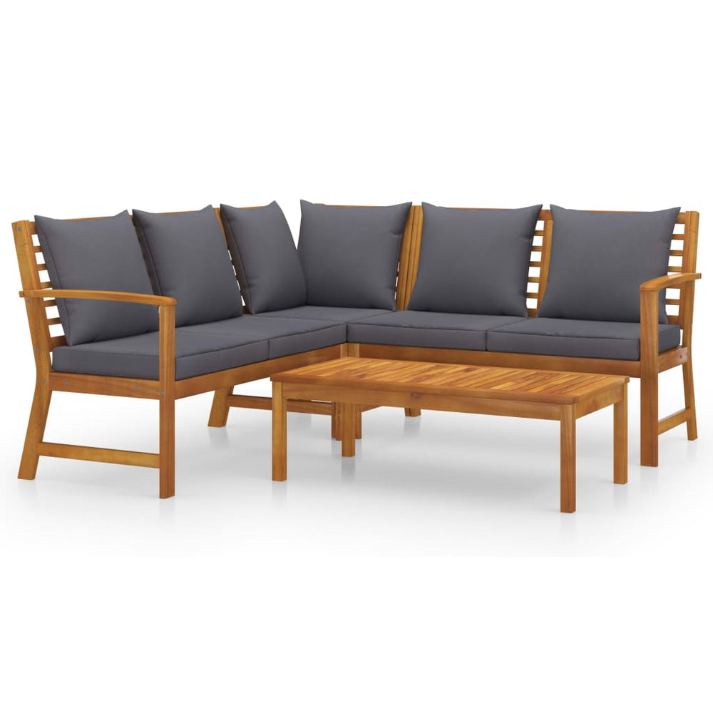 vidaXL 4-Piece Garden Lounge Set with Cushions Solid Acacia Wood