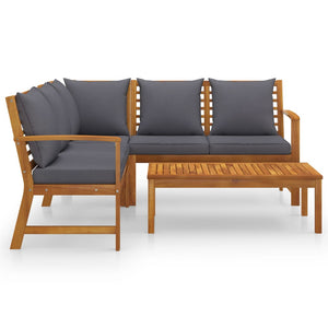 vidaXL Ensemble de salon de jardin 4 pcs avec coussins Bois d'acacia massif