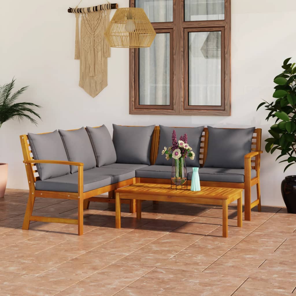 vidaXL Ensemble de salon de jardin 4 pcs avec coussins Bois d'acacia massif