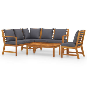 vidaXL Salon de jardin 5 pièces avec coussins Bois d'acacia massif