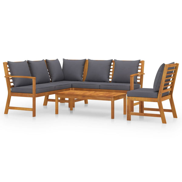 vidaXL Salon de jardin 5 pièces avec coussins Bois d'acacia massif
