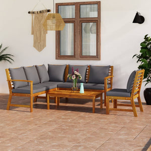 vidaXL Salon de jardin 5 pièces avec coussins Bois d'acacia massif