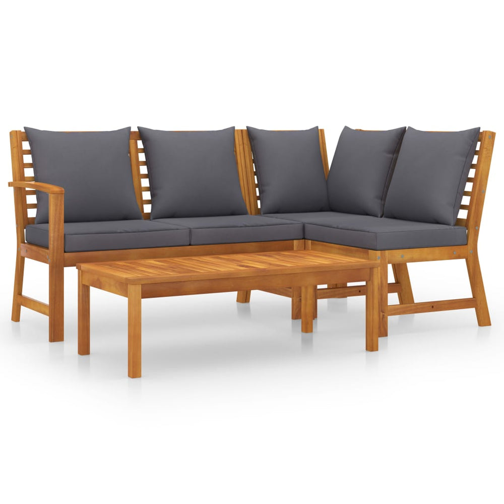 vidaXL 4-Piece Garden Lounge Set with Cushions Solid Acacia Wood