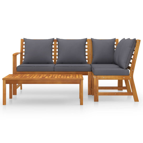 vidaXL Ensemble de salon de jardin 4 pcs avec coussins Bois d'acacia massif