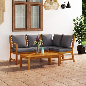 vidaXL Ensemble de salon de jardin 4 pcs avec coussins Bois d'acacia massif