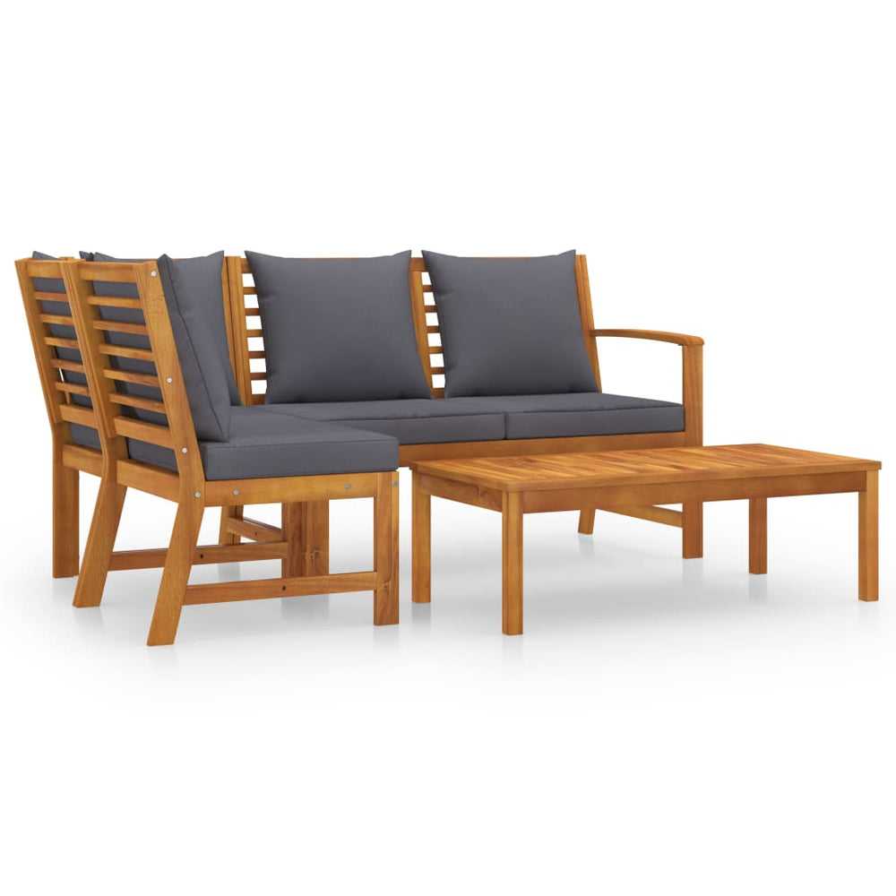 vidaXL 4-Piece Garden Lounge Set with Cushions Solid Acacia Wood