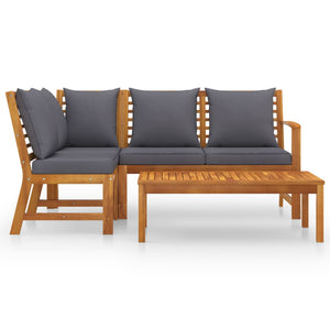 4-tlg. Garten-Lounge-Set mit Auflagen Massivholz Akazie