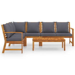 vidaXL Salon de jardin 5 pièces avec coussins Bois d'acacia massif