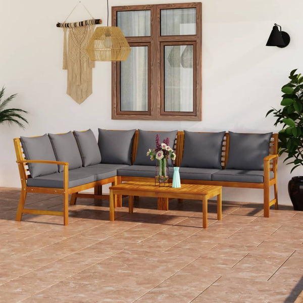 vidaXL Salon de jardin 5 pièces avec coussins Bois d'acacia massif