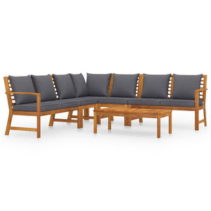 vidaXL Salon de jardin 6 pcs avec coussins Bois d'acacia massif