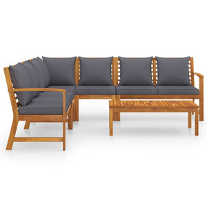 vidaXL Salon de jardin 6 pcs avec coussins Bois d'acacia massif
