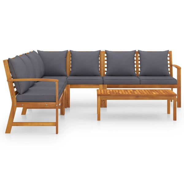 vidaXL Salon de jardin 6 pcs avec coussins Bois d'acacia massif