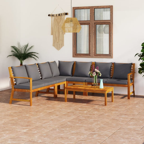 vidaXL Salon de jardin 6 pcs avec coussins Bois d'acacia massif