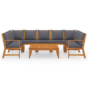 vidaXL Salon de jardin 9 pcs avec coussins Bois d'acacia massif