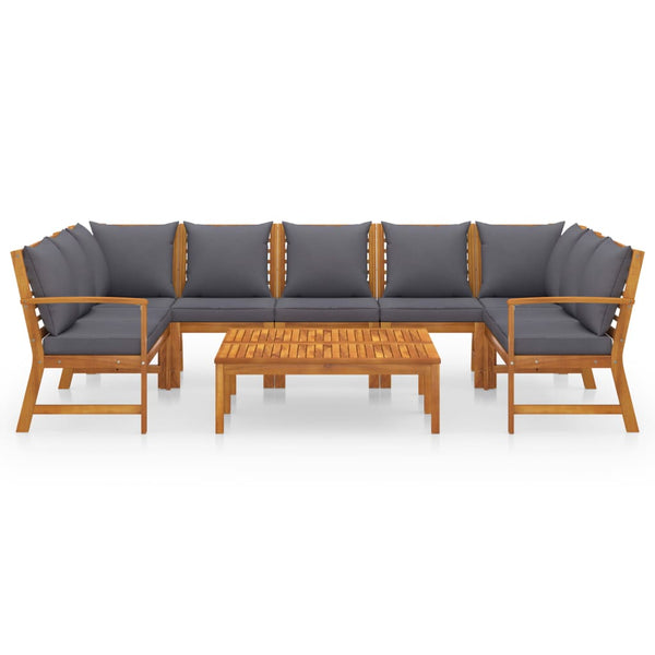 vidaXL Salon de jardin 9 pcs avec coussins Bois d'acacia massif