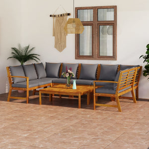 vidaXL Salon de jardin 9 pcs avec coussins Bois d'acacia massif