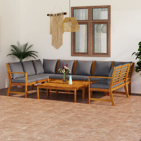 vidaXL Salon de jardin 9 pcs avec coussins Bois d'acacia massif
