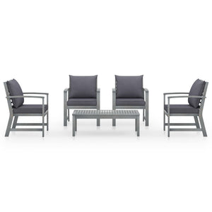 5-tlg. Garten-Lounge-Set mit Auflagen Massivholz Akazie Grau
