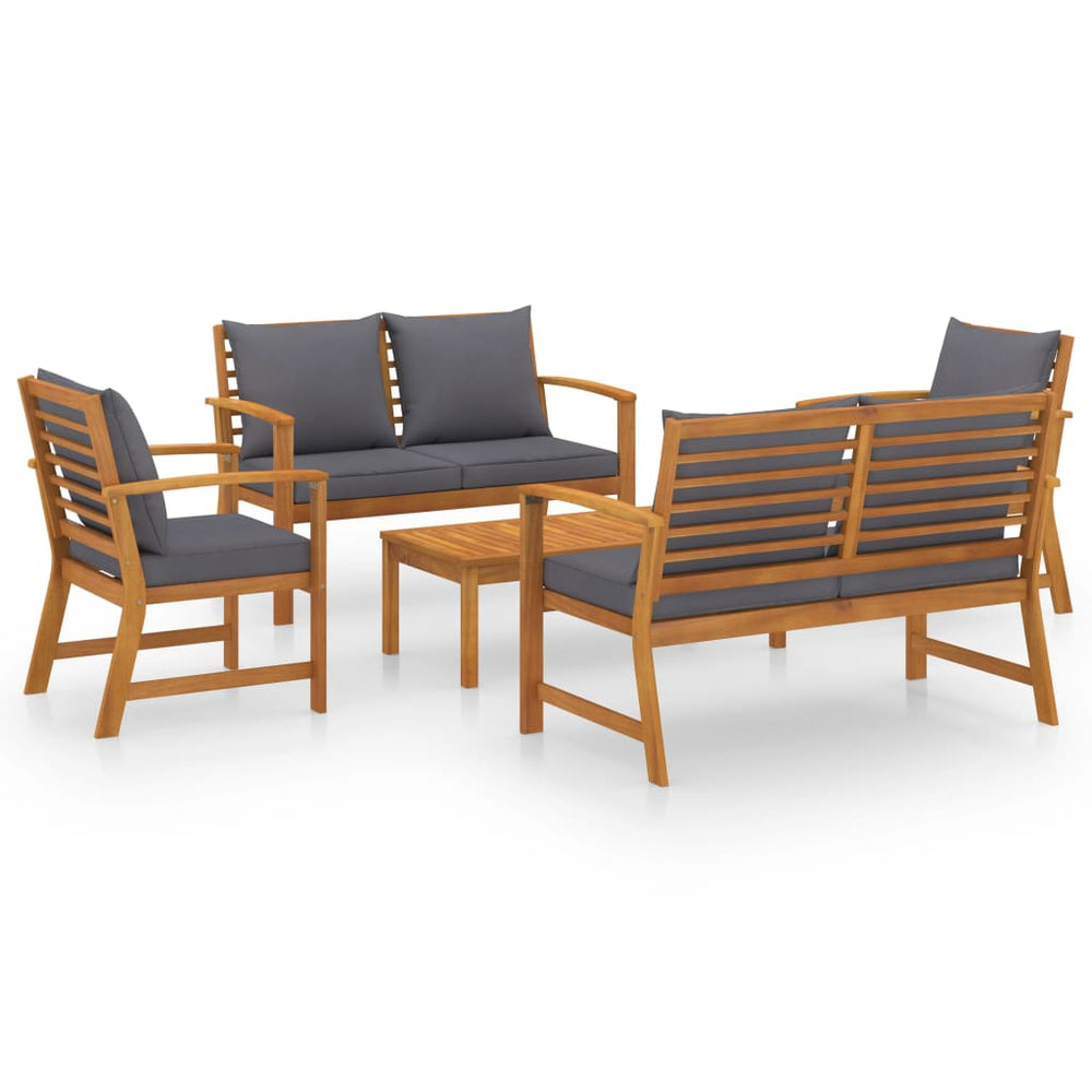 vidaXL 5-piece Garden Lounge Set with Cushions Solid Acacia Wood