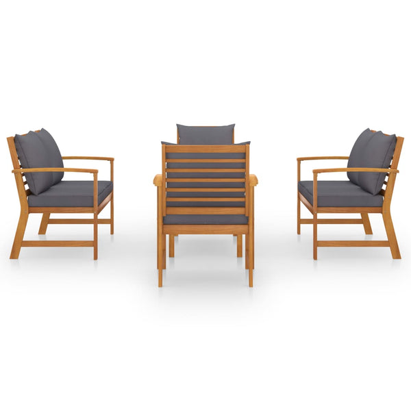 vidaXL Salon de jardin 5 pièces avec coussins Bois d'acacia massif