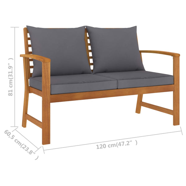 vidaXL Salon de jardin 5 pièces avec coussins Bois d'acacia massif