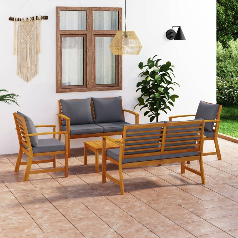 vidaXL 5-piece Garden Lounge Set with Cushions Solid Acacia Wood