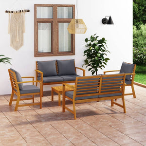 vidaXL Salon de jardin 5 pièces avec coussins Bois d'acacia massif