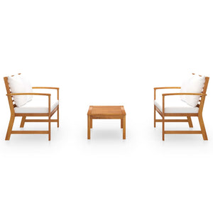 3-tlg. Garten-Lounge-Set mit Auflagen Massivholz Akazie