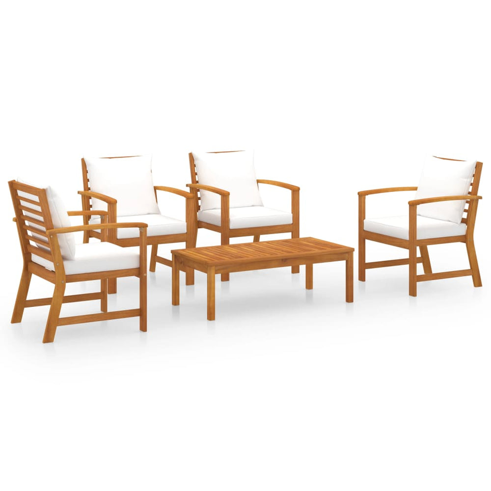 vidaXL 5-piece Garden Lounge Set with Cushions Solid Acacia Wood