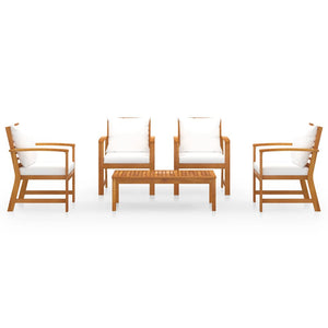 5-tlg. Garten-Lounge-Set mit Auflagen Massivholz Akazie