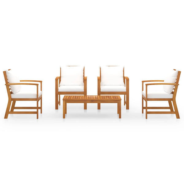 5-tlg. Garten-Lounge-Set mit Auflagen Massivholz Akazie