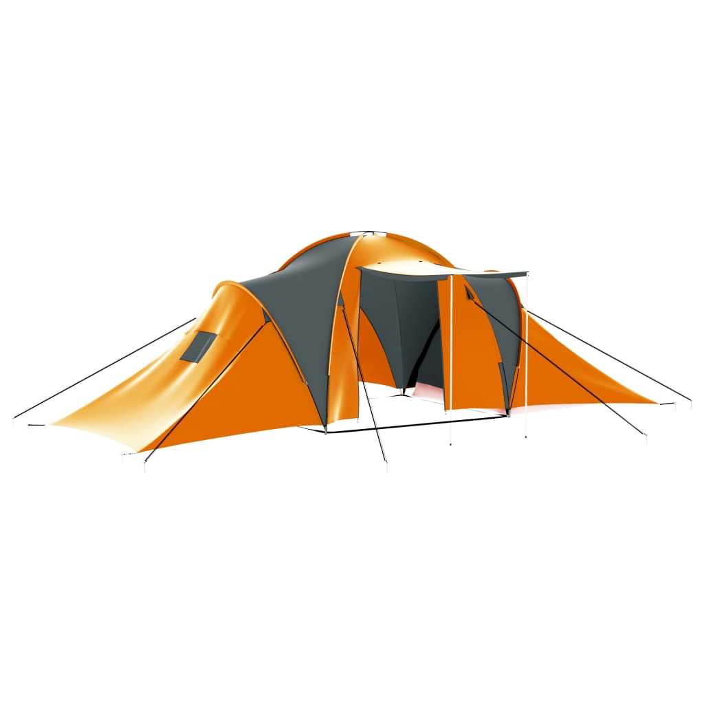 9-Personen-Campingzelt – Grau & Orange