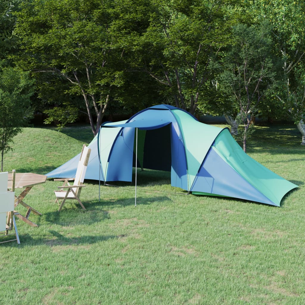 6-Personen-Campingzelt - Blau & Grün