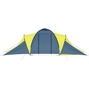 6-Personen-Campingzelt - Blau und Gelb