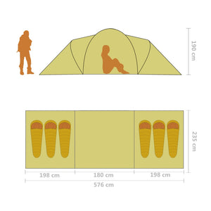 6-Personen-Campingzelt - Blau und Gelb